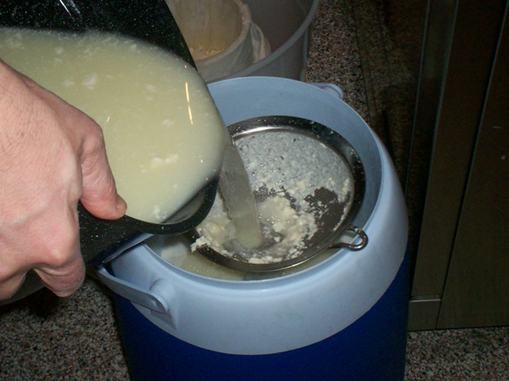 Pouring off whey